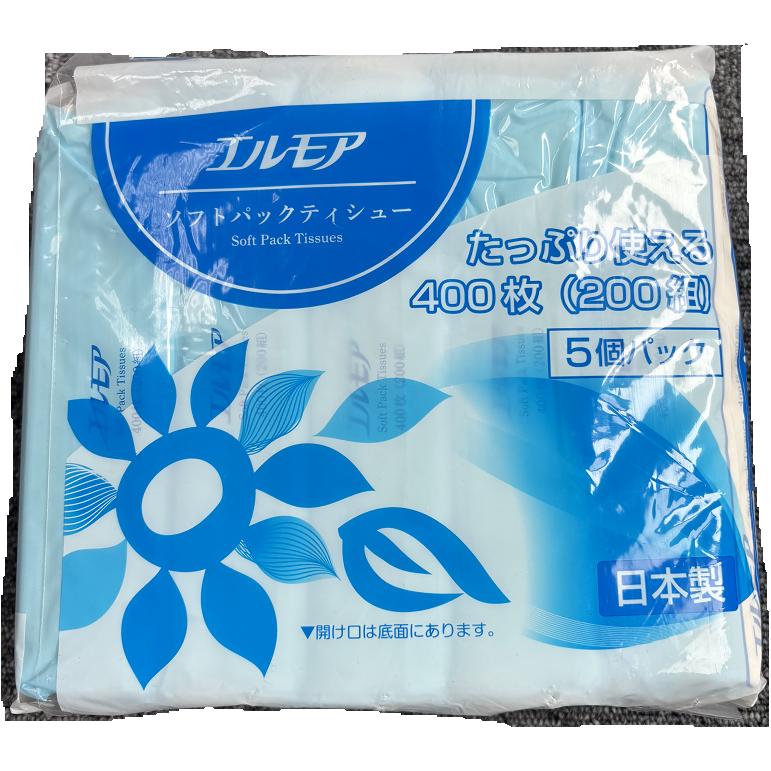 ティッシュペーパー ソフトパック 200組【エルモアソフトパック