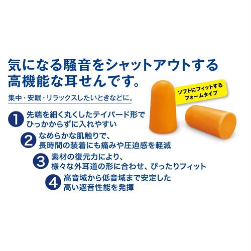 防音保護具 3M/スリーエム 耳栓(earplug) No.1100 2個1組 x30袋 「メール便日本郵便送料無料」「当日出荷(土日祝除)」｜showa69｜04