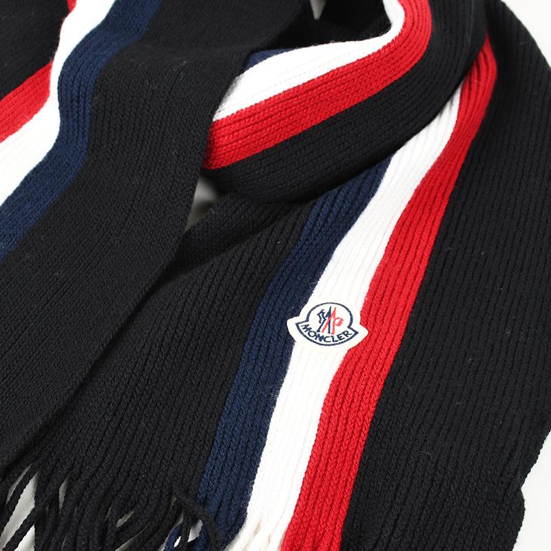 MONCLER（モンクレール） ブラックウールマフラー イタリア正規品 新品