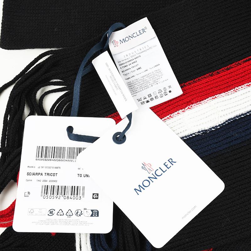 MONCLER（モンクレール） ブラックウールマフラー イタリア正規品 新品