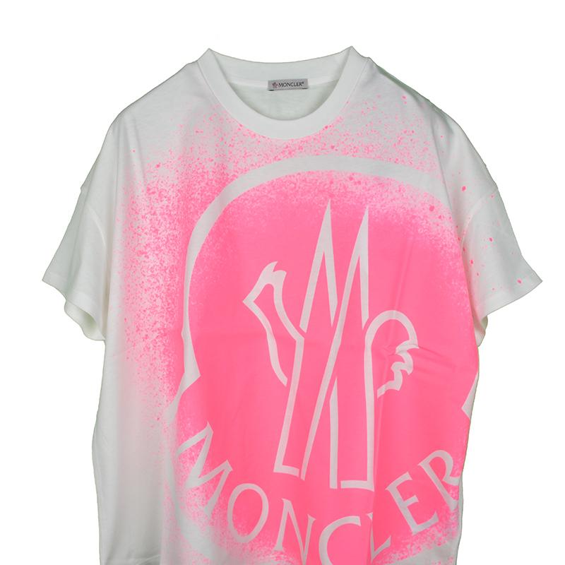 新品同様新品同様MONCLER モンクレール ピンクペイント半袖Tシャツ