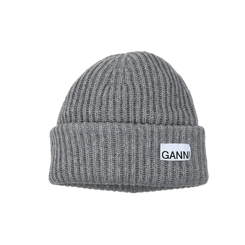 GANNI グレー ニット帽 GANNI ガニー グレーニット帽 ニットキャップ ビーニー イタリア