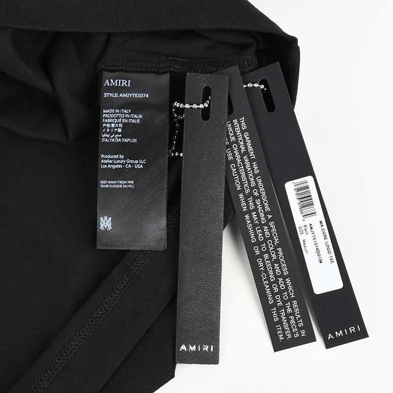 即日発送‼️AMIRI黒色AMマーク AMIRI（アミリ） ブラック半袖Tシャツ メンズ イタリア正規品