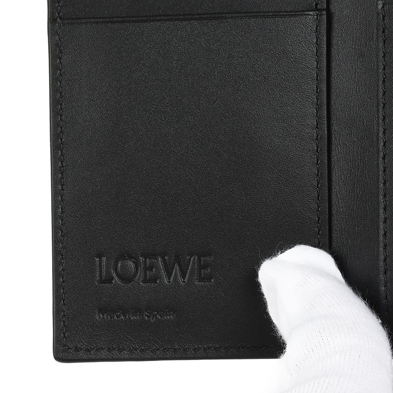 LOEWE トライフォールドウォレット　ブラック アナグラム トライフォールド ウォレット（ペブルグレインカーフ