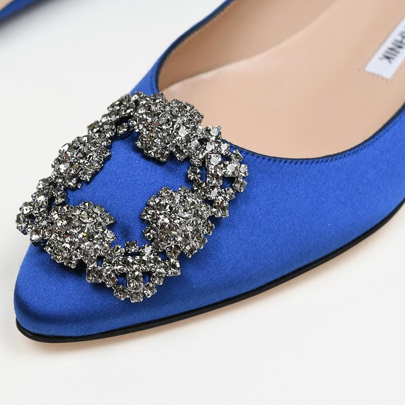 MANOLO BLAHNIK 水色 サテン フラットシューズ 37.5
