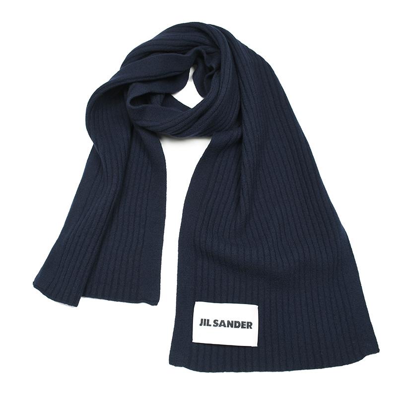 JIL SANDER ジルサンダー ネイビーウールマフラー イタリア正規品 新品 JSMT762027 MTY20408 402｜showcase