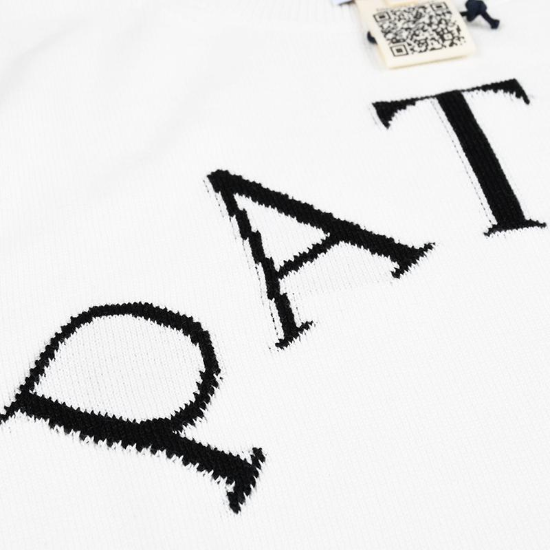 PATOU パトゥ ロゴ ホワイト コットンブレンド ジャカードショートスリーブ ニットトップ 半袖ニット KN0688045 001W イタリア正規品 新品 爆買の画像