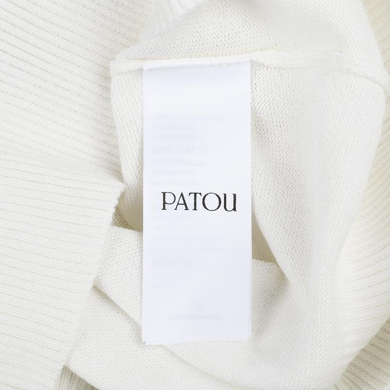 PATOU パトゥ ロゴ ホワイト コットンブレンド ジャカードショートスリーブ ニットトップ 半袖ニット KN0688045 001W イタリア正規品 新品 爆買の画像