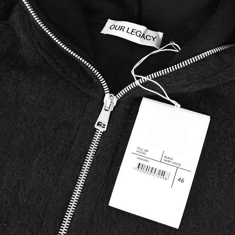 Our Legacy（アワーレガシー） FULL ZIP HOOD BLACK-HAIRY-WOOL ジップ
