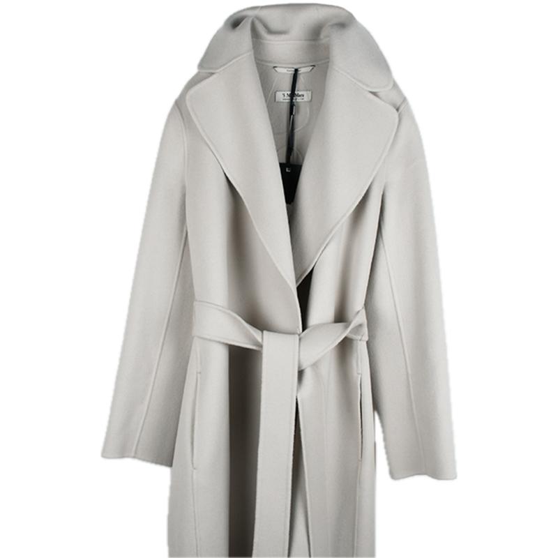 ねことお父さん様✨MaxMara ダブル ベルテッドコート L アンゴララビット S MAXMARA 'S Max Mara エス マックスマーラ POLDO エクリュ ピュア