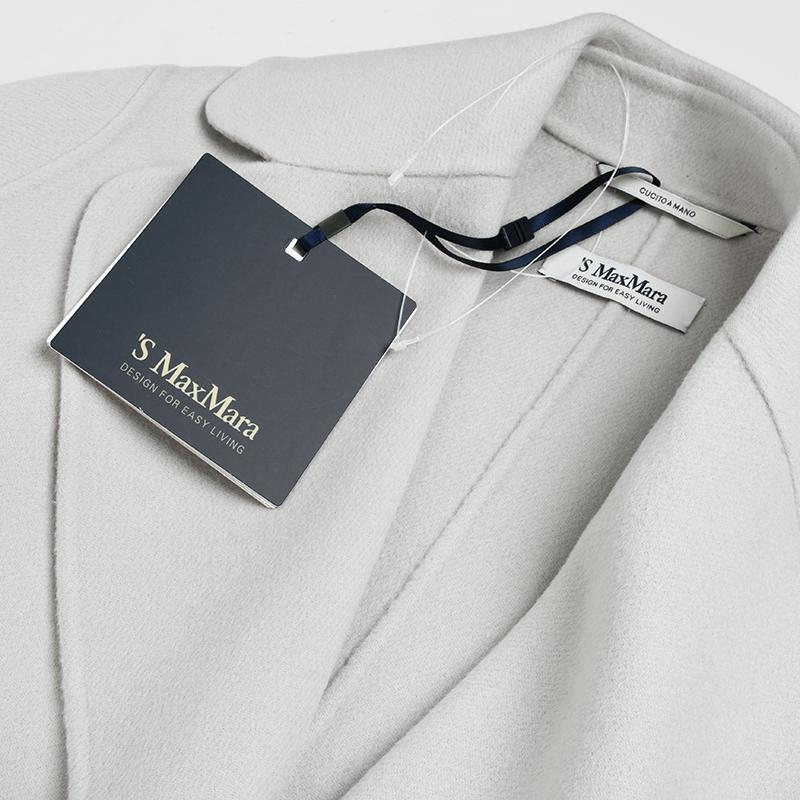 MaxMara★バージンウール100%★ベルベットコート★エクリュ★ベルト付き S MAXMARA 'S Max Mara エス マックスマーラ POLDO エクリュ