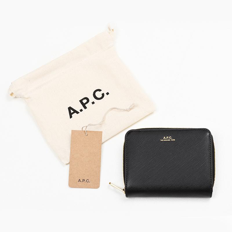 訳あり商品】A.P.C. アーペーセー ブラック二つ折り財布 イタリア正規  