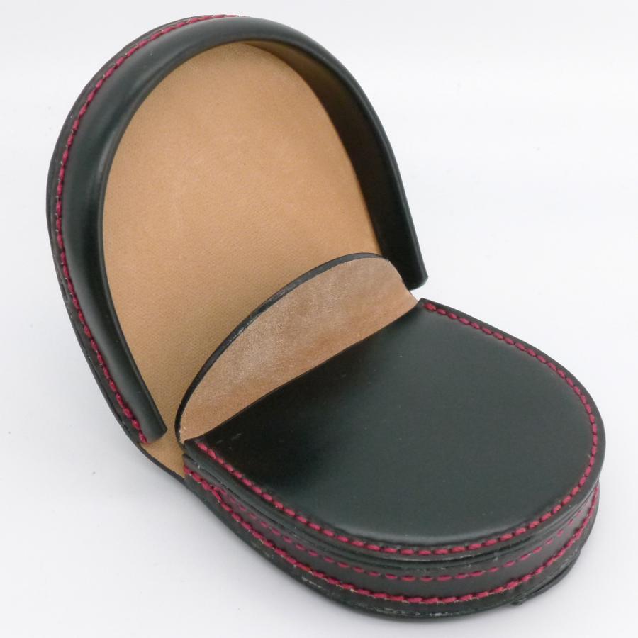 馬蹄型コインケース 黒色（赤糸縫い） 小銭入れ 格安コードバン