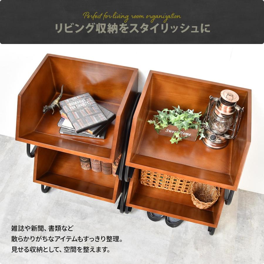 アンティーク スタッキングBOX 天然木 スタッキングボックス アイアンフレーム 収納ボックス ヴィンテージ風 完成品 おしゃれ リビング収納 ONLS0410 BB |  | 09