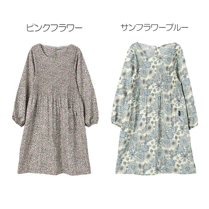 お花モチーフエプロンドレス ワンピース 割烹着 ワンピース風 プリーツ 割烹着 エプロン かっぽう着 花柄 保育士