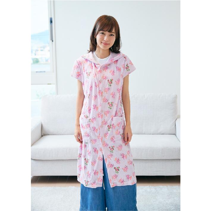 フード付きタオル パジャマ レディース ルームウェア 部屋着 フード付タオル プール ワンピース 花柄 ナイトウェア 春 夏 ルーム ウェア おしゃれ 送料無料 |  | 04