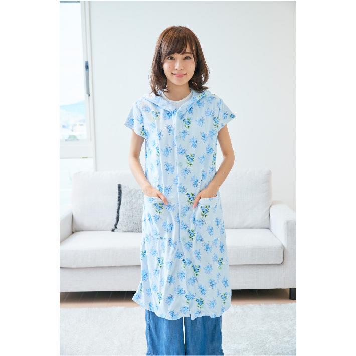 フード付きタオル パジャマ レディース ルームウェア 部屋着 フード付タオル プール ワンピース 花柄 ナイトウェア 春 夏 ルーム ウェア おしゃれ 送料無料 |  | 05
