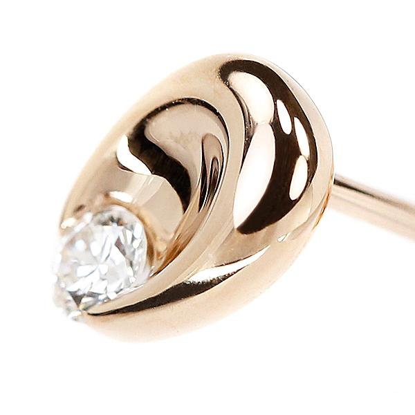 ブルーリバー ダイヤモンド ピアス 0.11ct K18 ピンクゴールド 一粒石
