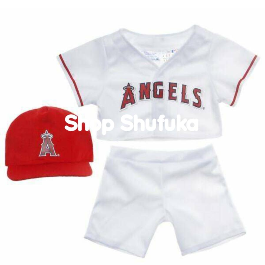 ビルドアベア メジャーリーグ ロサンゼルス エンゼルス ユニフォーム 帽子 テディベア ダッフィー クマ 野球 Los Angeles Angels Uniform Cap 3点セット｜shu-fu-ka｜02