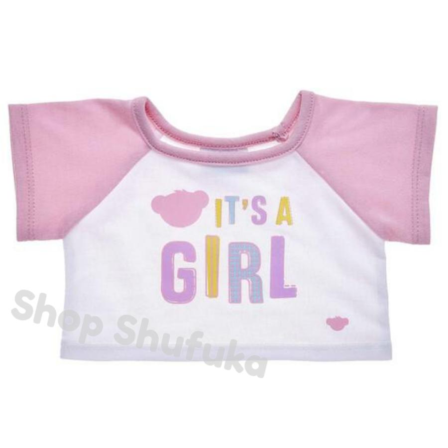 ビルドアベア 半袖tシャツ Its A Girl 女の子 テディベア シェリーメイ くま Bear 白 Build 出産祝いにも ぬいぐるみ用 ピンク 5 好評