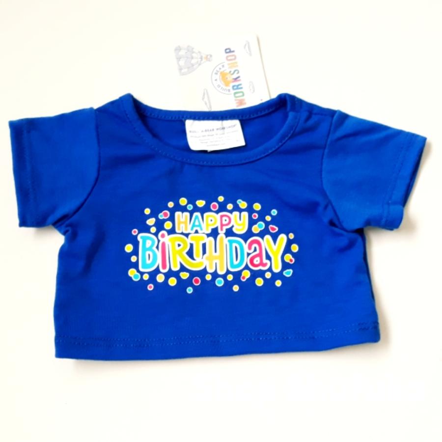 ビルドアベア 半袖Tシャツ 青色 HAPPY BIRTH DAY お誕生日おめでとう!! 男の子 テディベア ダッフィー シェリーメイ くま ぬいぐるみ BLUE  Build A Bear｜shu-fu-ka｜02