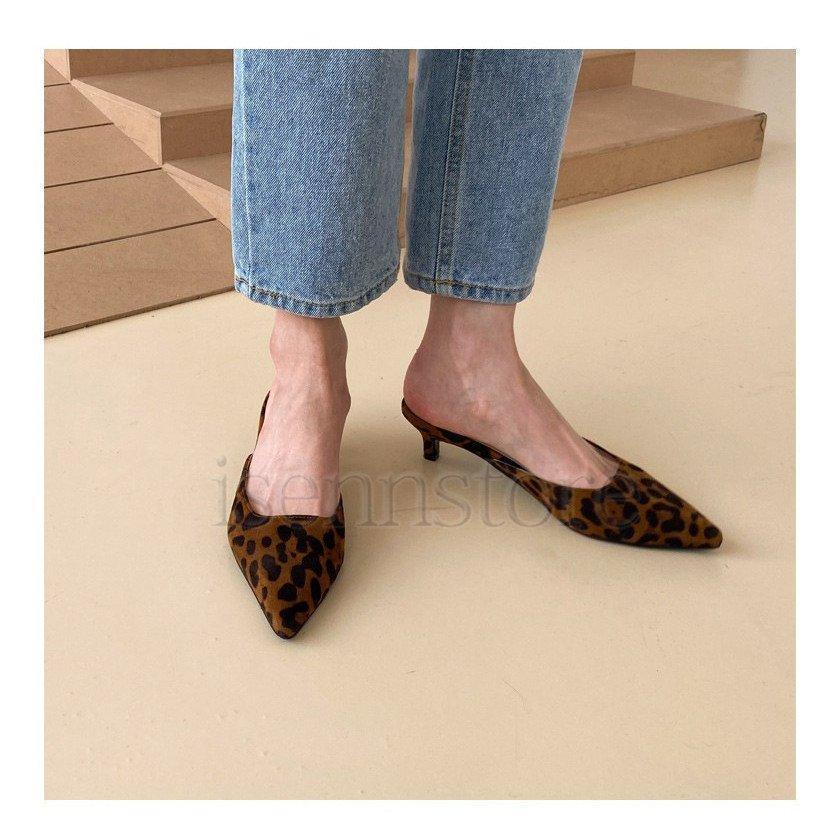 ヒョウ柄ポインテッドトゥミュールみさいさま専用 Amazon | ポインテッドトゥ ヒョウ柄 23.5cm 黒 ミュール