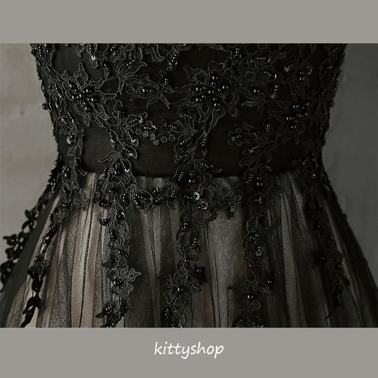 新品未使用ブラックロングドレス デコルテカットハイネックレーススリーブタイトロングドレス