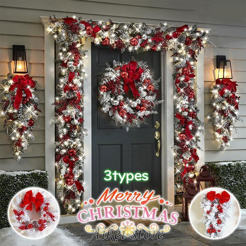 クリスマスリース ガーランド 雪化粧 クリスマス スワッグ