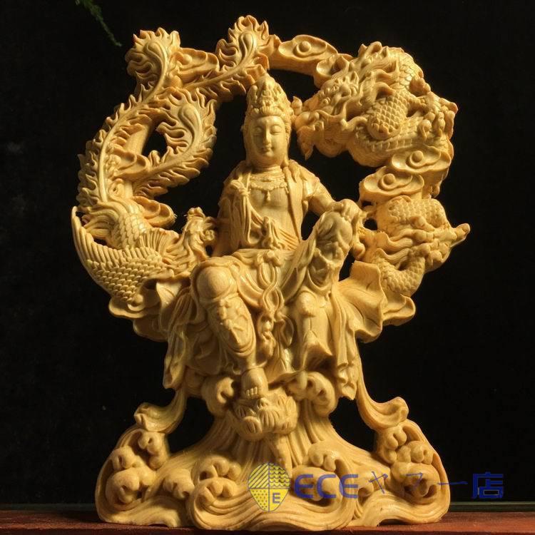 仏像 開運 総柘植?観音菩薩?木彫仏像 柘植木彫り 仏像置物 木製彫刻 縁起物 祈る 開運 : moon rabbit - 通販 ...