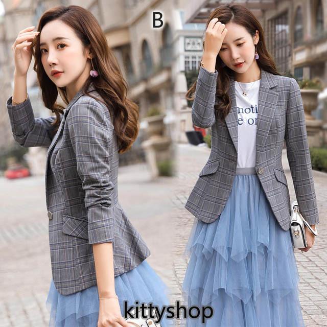 タイムセール】チェック柄 ジャケット レディース 夏 テーラード