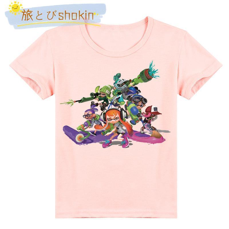 スプラトゥーン 子供服 半袖Tシャツ 女の子 男の子 丸い襟 ゆるいス スウェット春夏 100-160cm キッズ ス 通園着｜shuamy｜11