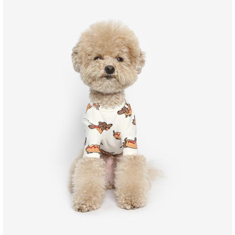 tustus オリジナル ホットドッグ プリントTシャツ 犬服 犬の服 ドッグ