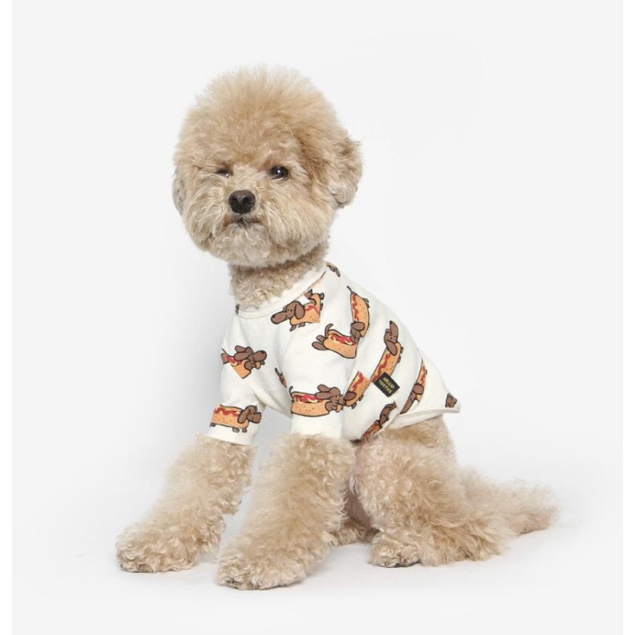 tustus オリジナル ホットドッグ プリントTシャツ 犬服 犬の服 ドッグ