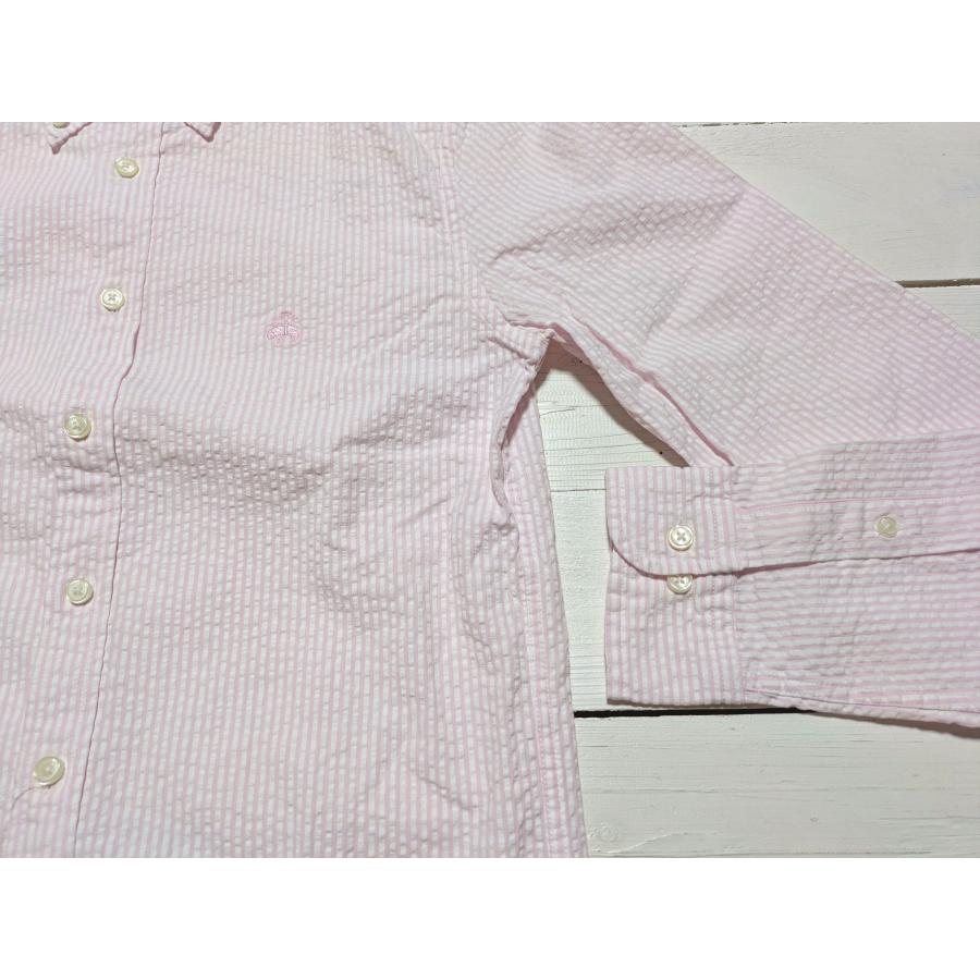 【並行輸入品】 ブルックスブラザーズ シアサッカー 長袖 ボタンダウンシャツ ワンポイント ピンク ストライプ メンズ Brooks Brothers 012 | BROOKS BROTHERS | 02