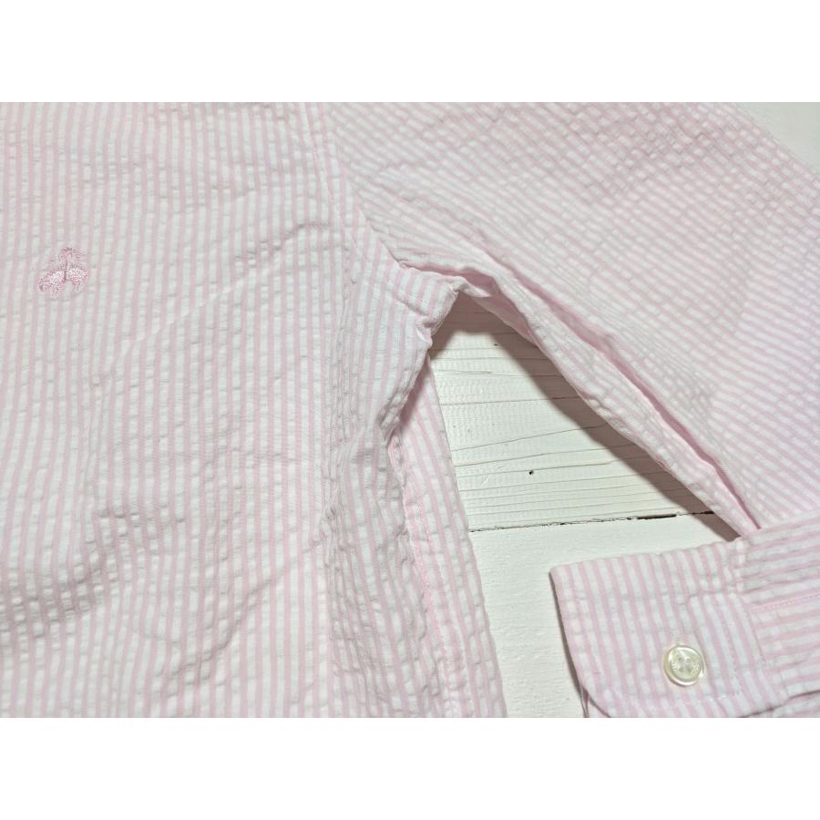 【並行輸入品】 ブルックスブラザーズ シアサッカー 長袖 ボタンダウンシャツ ワンポイント ピンク ストライプ メンズ Brooks Brothers 012 | BROOKS BROTHERS | 03
