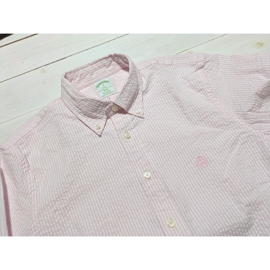 【並行輸入品】 ブルックスブラザーズ シアサッカー 長袖 ボタンダウンシャツ ワンポイント ピンク ストライプ メンズ Brooks Brothers 012 | BROOKS BROTHERS | 04
