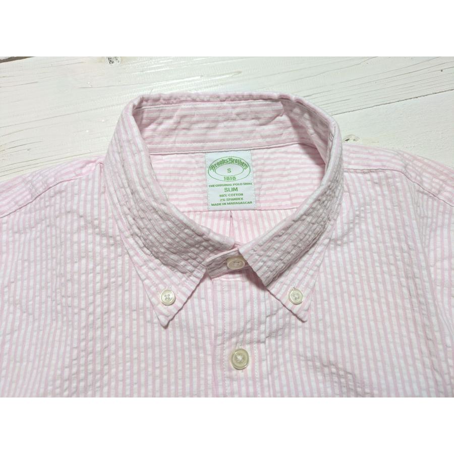 【並行輸入品】 ブルックスブラザーズ シアサッカー 長袖 ボタンダウンシャツ ワンポイント ピンク ストライプ メンズ Brooks Brothers 012 | BROOKS BROTHERS | 05