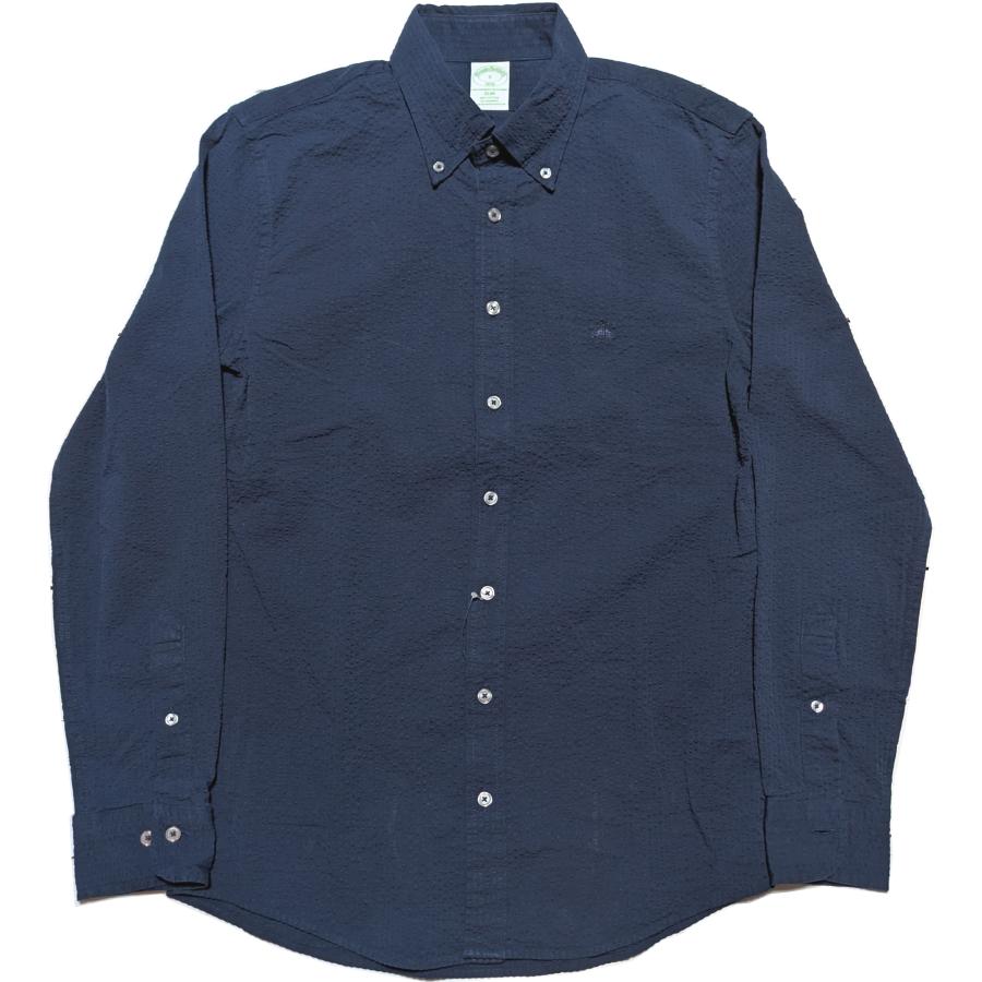 【並行輸入品】 ブルックスブラザーズ シアサッカー 長袖 ボタンダウンシャツ ワンポイント ネイビー メンズ Brooks Brothers 066 | BROOKS BROTHERS