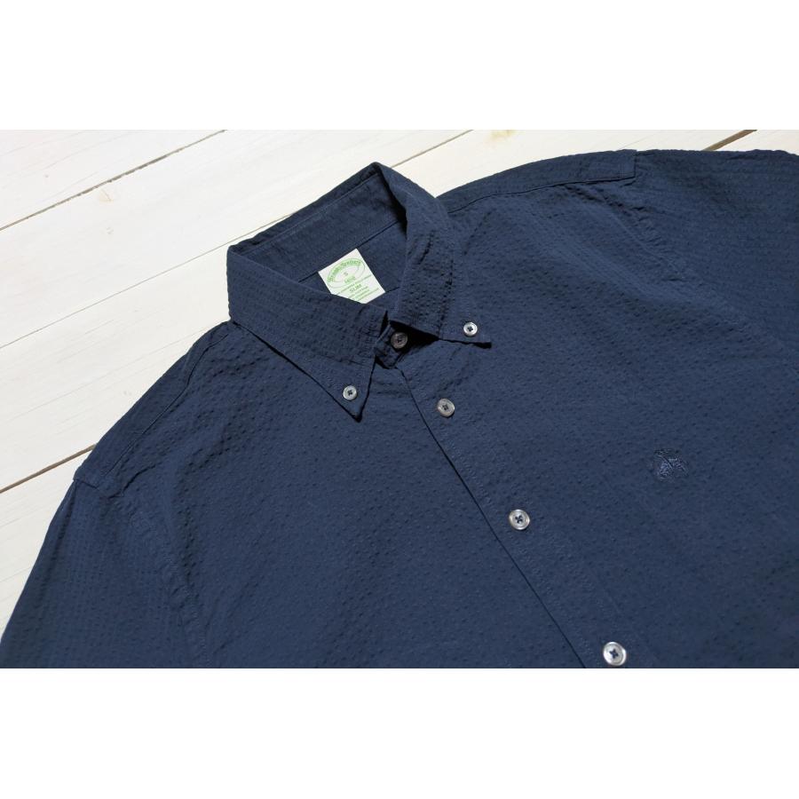 【並行輸入品】 ブルックスブラザーズ シアサッカー 長袖 ボタンダウンシャツ ワンポイント ネイビー メンズ Brooks Brothers 066 | BROOKS BROTHERS | 04