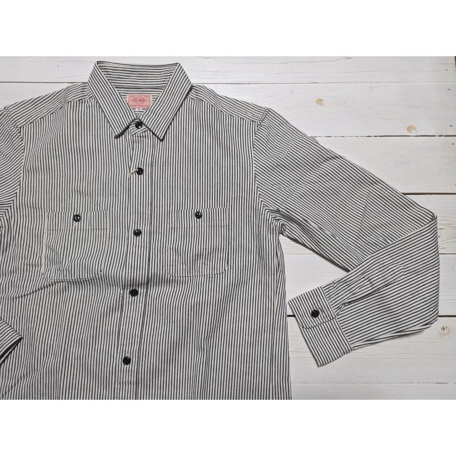 ビッグマイク 長袖 ヒッコリーストライプ ワークシャツ メンズ BIG MIKE HICKORY STRIPE WORK SHIRTS bigmike 014 | BIG MIKE | 16