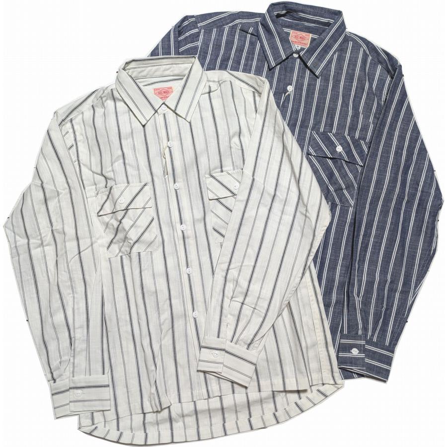 ビッグマイク ストライプ シャンブレー L/Sシャツ メンズ BIG MIKE STRIPE CHAMBRAY SHIRTS  bigmike 020 | BIG MIKE