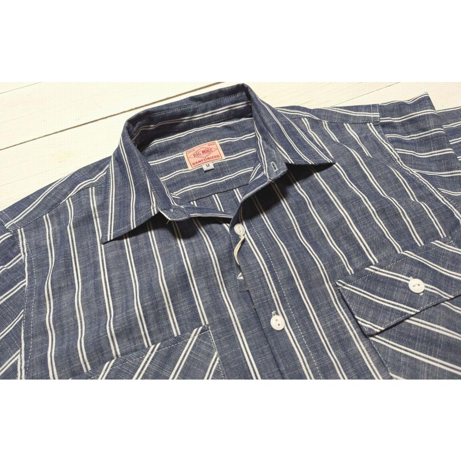 ビッグマイク ストライプ シャンブレー L/Sシャツ メンズ BIG MIKE STRIPE CHAMBRAY SHIRTS  bigmike 020 | BIG MIKE | 09