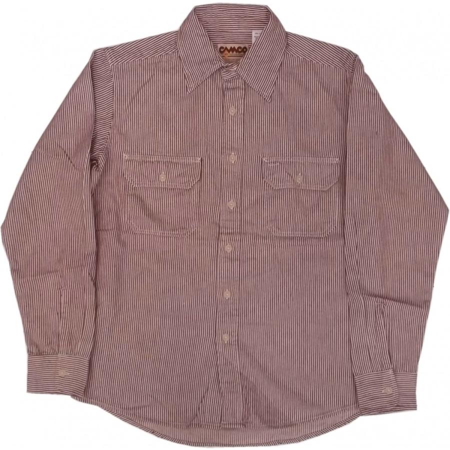 カムコ 長袖 ヒッコリーストライプシャツ レッド メンズ CAMCO HICKORY SHIRTS 019｜shufflestore