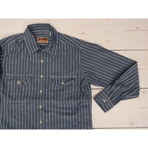 カムコ 長袖 ストライプ シャンブレーシャツ ブルー メンズ CAMCO CHAMBRAY SHIRTS 027 | CAMCO | 01