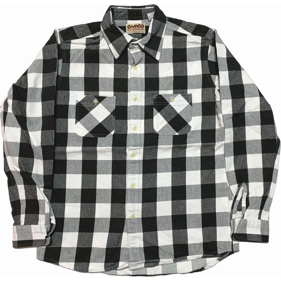 カムコ ヘビーコットン フランネルシャツ ブラック ホワイト メンズ CAMCO FLANNEL SHIRTS 031 | CAMCO