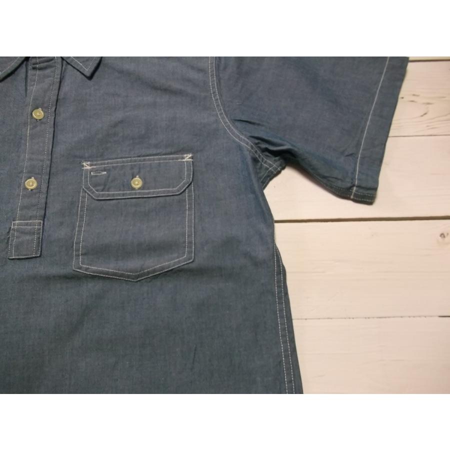 カムコ 半袖 プルオーバー シャンブレーシャツ ブルー メンズ CAMCO CHAMBRAY SHIRTS 032｜shufflestore｜05