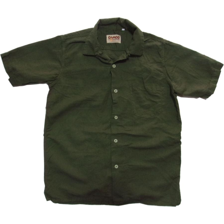 カムコ 半袖 コットン リネン オープンカラーシャツ オリーヴ メンズ CAMCO COTTON LINEN OPEN COLLAR SHIRTS 054 | CAMCO