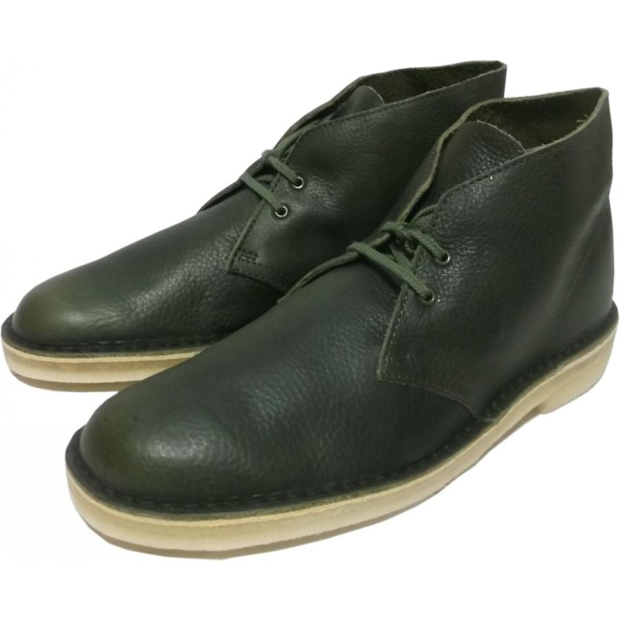 クラークス デザートブーツ グリーンレザー メンズ Clarks  DESERT BOOT GREEN LEATHER 014｜shufflestore