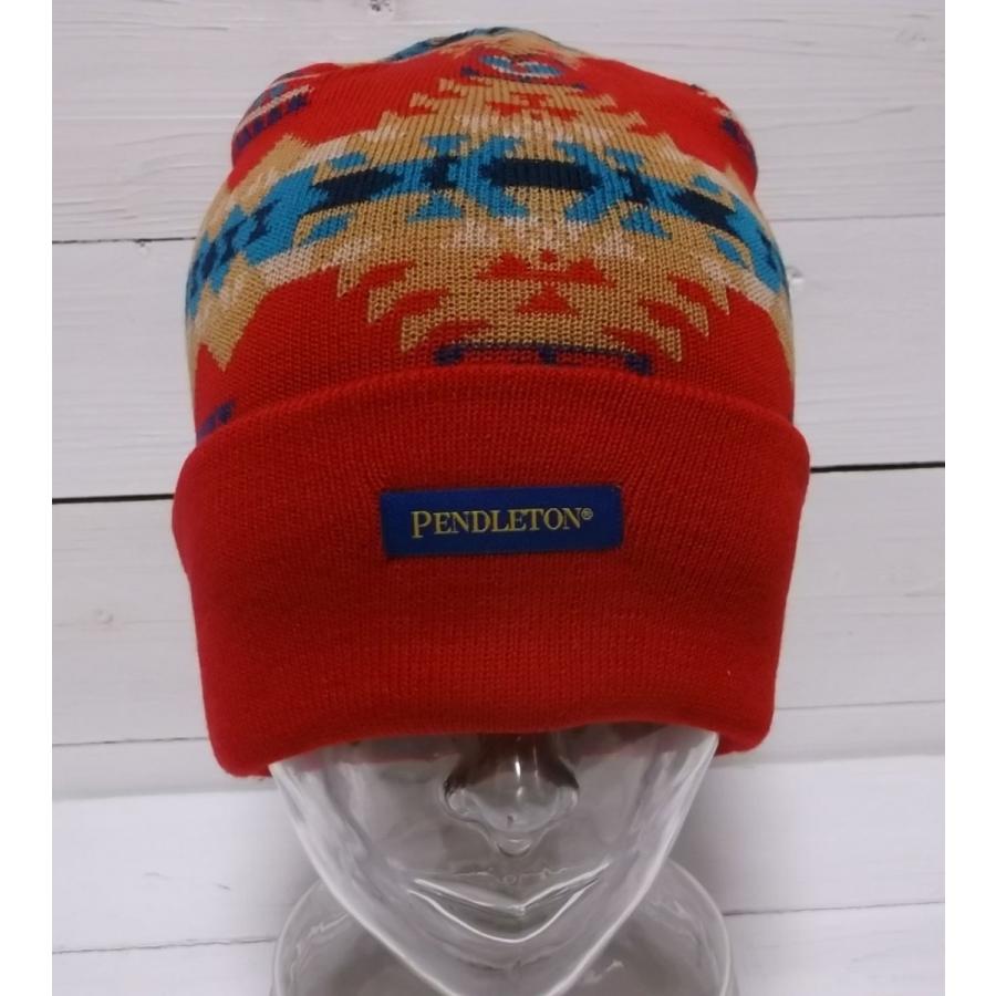 ペンドルトン ネイティブ柄 ニットキャップ ニット帽 レッド PENDLETON KNIT CAP 014｜shufflestore｜03