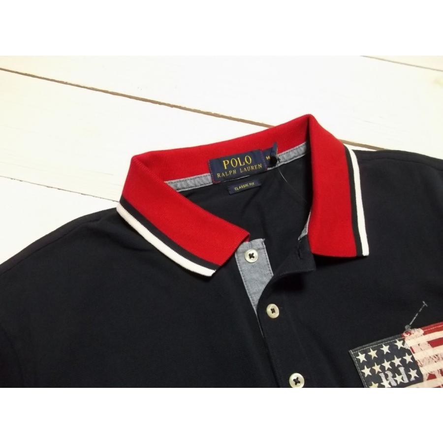 ポロ ラルフローレン 半袖 鹿の子 ポロシャツ フラッグ ネイビー メンズ Polo Ralph Lauren 695｜shufflestore｜05